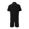 Mens 2 Piece Short Set Short Sleeve Hippie Button Down Hawaiian Shirts Drawstring Waist Shorts Casual Summer Beach Outfits Black view 4