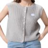 Women Chunky Button Sweater Vest Sleeveless Round Neck Ribbed Knit Tank Top Y2k Knitted Cardigan Vest Shirt(Basic Grey,S) view 1