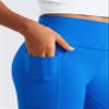 CRZ YOGA Girls Butterluxe Athletic Biker Shorts with Pockets - Dance Yoga Casual High Waist Kids Teen Summer Sparkle Blue Medium view 4