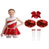 Hularka Kids Girls Cheer Leader Costume Cheerleading Outfits Sequins Dance Dress with Pom Poms Headwear Socks A Red 13-14 Years view 1
