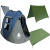 Tent Footprint + Pop Up Tent, Waterproof 4 Person Camping Tent & Tent Ground Cloth Family Camping Tents Ground Sheet Mat with 6 Tent Stakes view 1