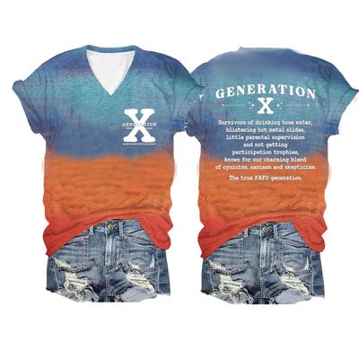 MOGUI Raised On Hose Water and Neglect Shirt Generation X Raised On Hose Water and Neglect Women's Generation X Shirt Fun Graphic Tshirt Casual Vintage Tee Funny Vneck Tank Top Sunset, 4X-Large