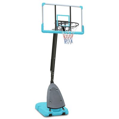 HOYOC Basketball Hoop Outdoor, Portable Height Adjustable 7.5 to 10ft Basketball Hoop Goal System with Impact Resistant PC Backboard and Wheels & 44" Backboard for Kids Teens Adults,Blue