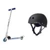 Razor AW Kick Scooter Blue FFP Steel/Blue Bundle with 80Six Dual Certified Kids Bike Scooter & Skateboard Helmet Black Matte Small/Medium Ages 8+ view 1