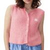 Women Chunky Button Sweater Vest Sleeveless Round Neck Ribbed Knit Tank Top Y2k Knitted Cardigan Vest Shirt(Basic Pink,S) view 1