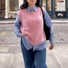 Women Chunky Button Sweater Vest Sleeveless Round Neck Ribbed Knit Tank Top Y2k Knitted Cardigan Vest Shirt(Basic Pink,S) view 2