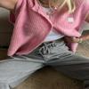 Women Chunky Button Sweater Vest Sleeveless Round Neck Ribbed Knit Tank Top Y2k Knitted Cardigan Vest Shirt(Basic Pink,S) view 3