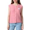 Women Chunky Button Sweater Vest Sleeveless Round Neck Ribbed Knit Tank Top Y2k Knitted Cardigan Vest Shirt(Basic Pink,S) view 4