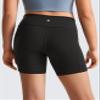 CRZ YOGA Girls Butterluxe Athletic Biker Shorts with Pockets - Dance Yoga Casual High Waist Kids Teen Summer Black Medium view 3