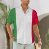 Adugen Origei Hawaiian Shirt Italian Flag 90s Button Up Shirts for Men Casual Short Sleeve Shirt Retro 3XL view 2
