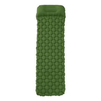 CGJSY Inflatable Camping Mat with Pillow, Ultralight Foldable Sleeping Pad with Built-in Foot Pump, for Outdoor Hiking Travel Backpacking(Color:Green)