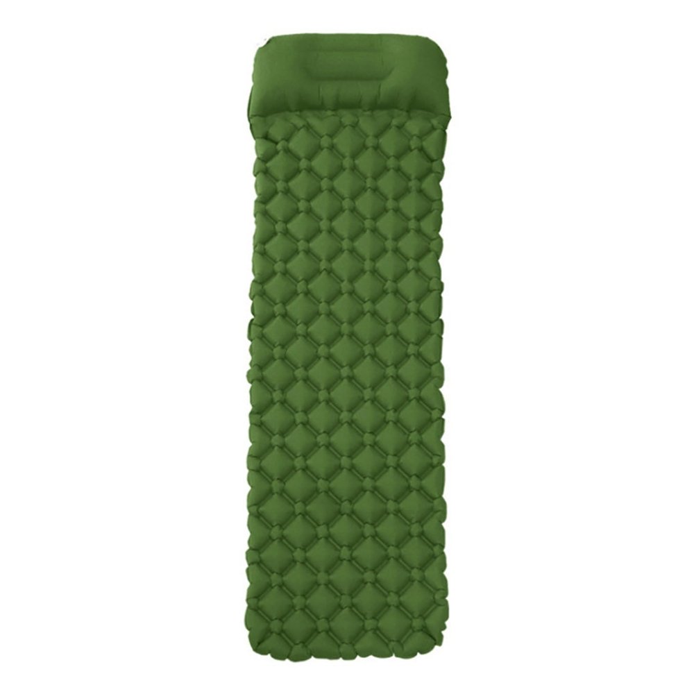 CGJSY Inflatable Camping Mat with Pillow, Ultralight Foldable Sleeping Pad with Built-in Foot Pump, for Outdoor Hiking Travel Backpacking(Color:Green)