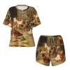 Amazwi Farm Chickens Short Sleeve Pajamas Sets For Women Casual Crew Neck Sleepwear Soft Loungewear Tracksuits Outfit view 4