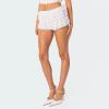 Women Ruffle Lace Shorts Bloomers Summer Casual Layered Tiered Pleated Slim Fit Floral Lace Trim Shorts(White,Medium) view 2
