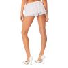 Women Ruffle Lace Shorts Bloomers Summer Casual Layered Tiered Pleated Slim Fit Floral Lace Trim Shorts(White,Medium) view 4