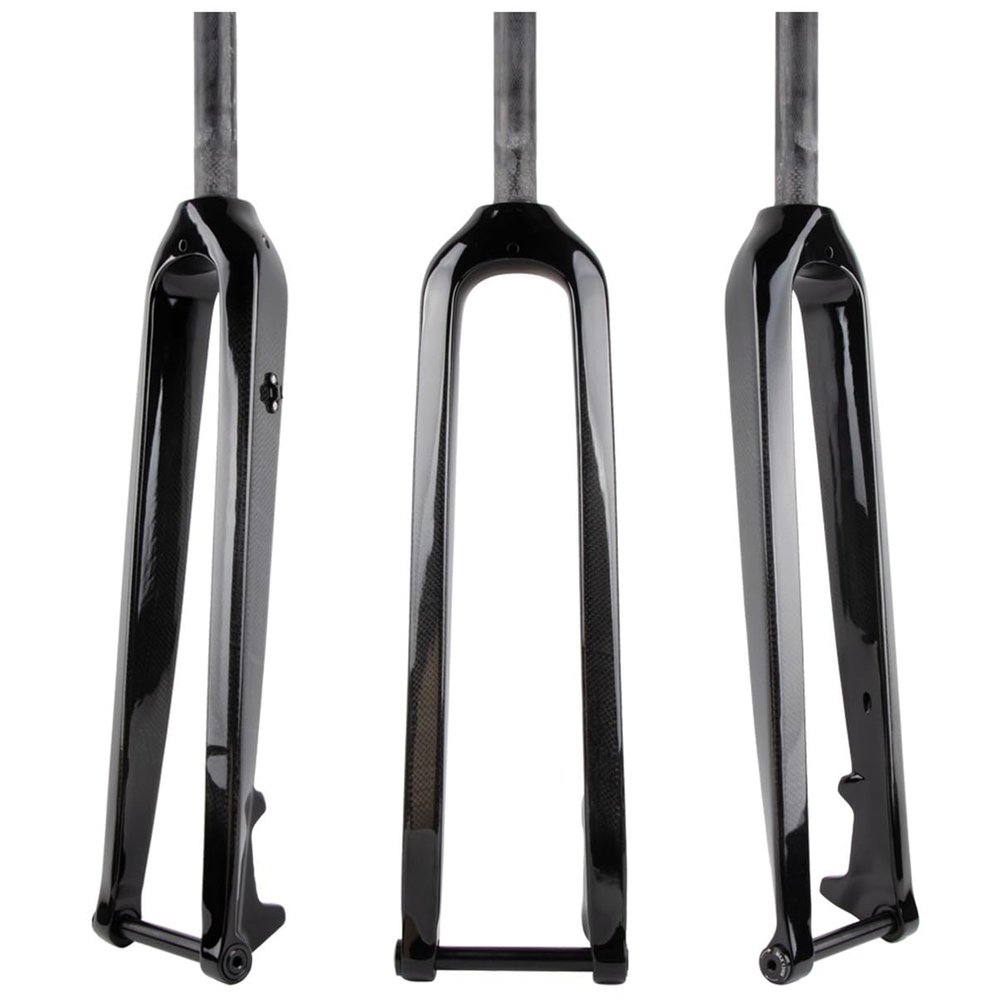 DHNCBGFZ Carbon Fiber T800 Mountain Bike Rigid Fork 1-1/8'' Straight/Tapered Tube 100 * 15mm Thru Axle Rigid Fork with Thru-axle Rod(Straight Tube,Gloss 26'')