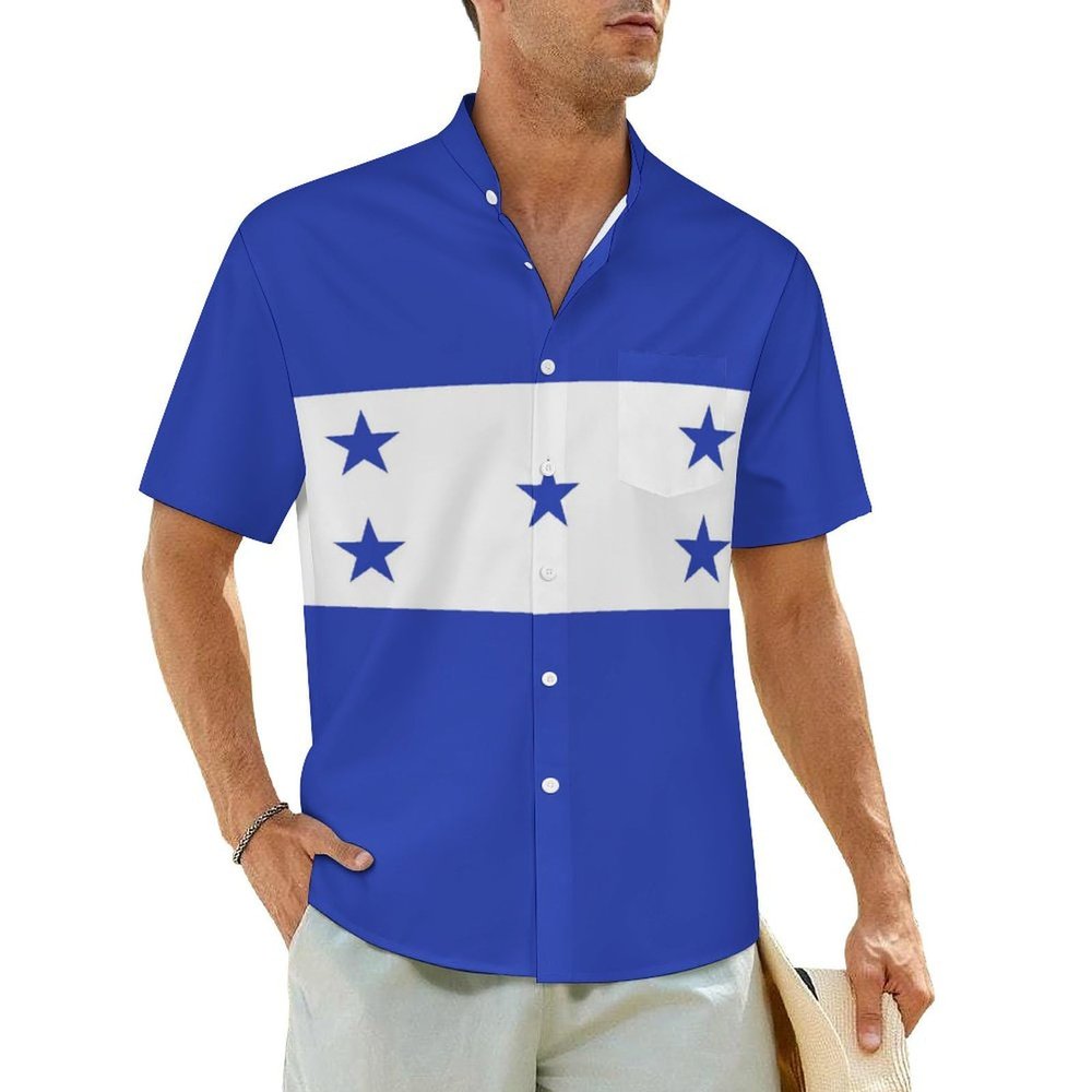 Adugen Origei Hawaiian Shirt Honduras Flag Short Sleeve Shirts Men Print Short Sleeve Shirts Men Plus Size 3XL