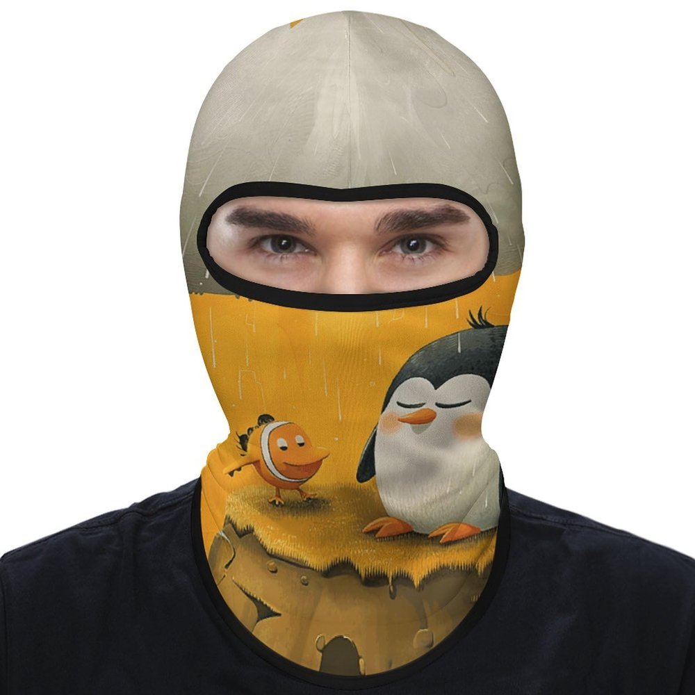 DJUETRUI Balaclava Face Mask for Men Women Penguin Sitting on Island Full Mask for Outdoor Sport Cycling Fishing Cap, 1