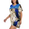 Amazwi Santorini Greek Island Sea View Short Sleeve Pajamas Sets For Women Casual Crew Neck Sleepwear Soft Loungewear Tracksuits Outfit, 4X-Large view 2
