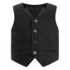 YONGHS Kids Boys Formal Suit Vest Regular Fit V-Neck Single Breasted Wedding Party Dress Waistcoat Black 10 Years view 1