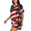 Amazwi American Flag Short Sleeve Pajamas Sets For Women Casual Crew Neck Sleepwear Soft Loungewear Tracksuits Outfit, 3X-Large view 2