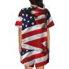 Amazwi American Flag Short Sleeve Pajamas Sets For Women Casual Crew Neck Sleepwear Soft Loungewear Tracksuits Outfit, 3X-Large view 3