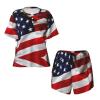 Amazwi American Flag Short Sleeve Pajamas Sets For Women Casual Crew Neck Sleepwear Soft Loungewear Tracksuits Outfit, 3X-Large view 4