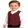 YONGHS Kids Boys Formal Suit Vest Regular Fit V-Neck Single Breasted Wedding Party Dress Waistcoat Burgundy 4 Years view 3