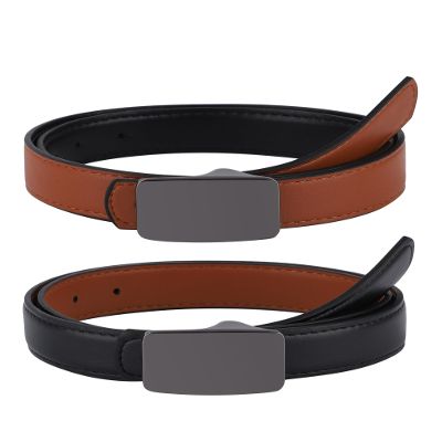 AWAYTR Boys Reversible Belt for Kids - Black and Brown PU Leather Dress Belts for School Uniform Jeans (70cm, Gunmetal-Brown)