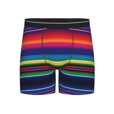 ZLYYXY Men'S Long Leg Boxers Brief Novelty Underwear Comfort Fit Moisture Wicking Breathable Colorful Mexican Stripes