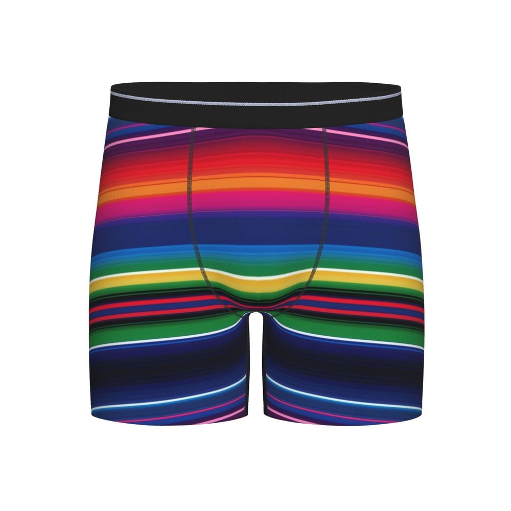 ZLYYXY Men'S Long Leg Boxers Brief Novelty Underwear Comfort Fit Moisture Wicking Breathable Colorful Mexican Stripes