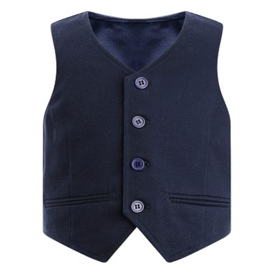 YONGHS Kids Boys Formal Suit Vest Regular Fit V-Neck Single Breasted Wedding Party Dress Waistcoat Navy Blue 10 Years