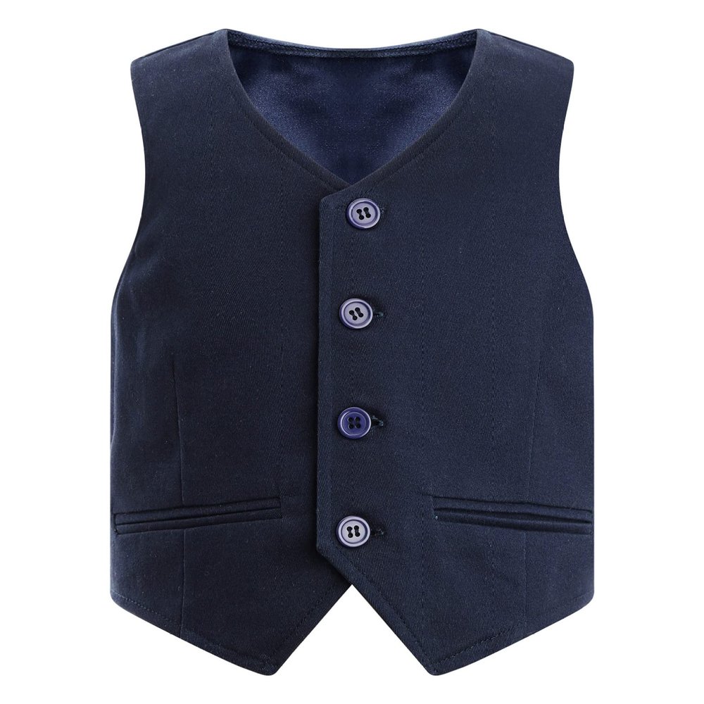 YONGHS Kids Boys Formal Suit Vest Regular Fit V-Neck Single Breasted Wedding Party Dress Waistcoat Navy Blue 10 Years