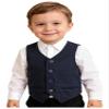 YONGHS Kids Boys Formal Suit Vest Regular Fit V-Neck Single Breasted Wedding Party Dress Waistcoat Navy Blue 10 Years view 3