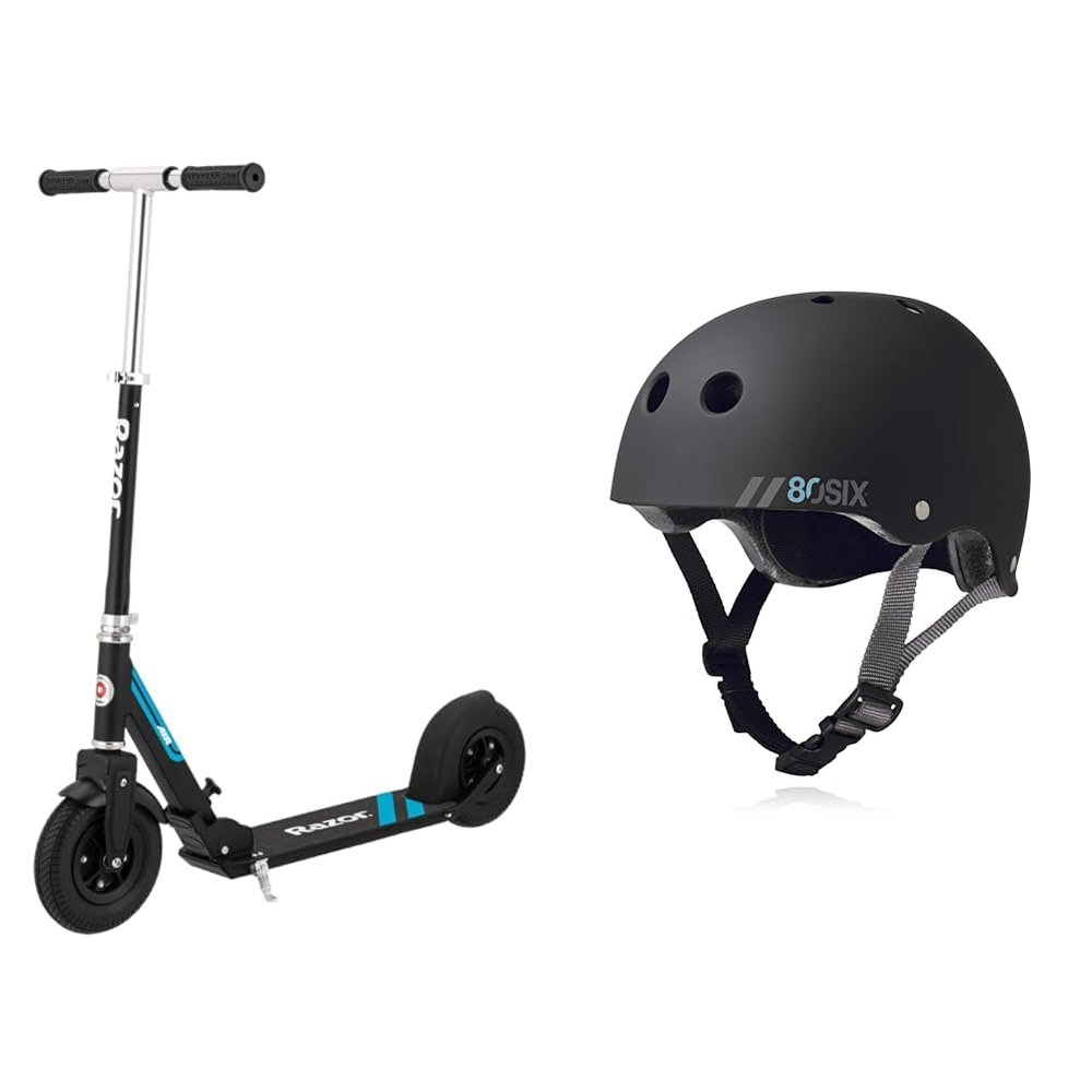 Razor A5 Air Scooter and 80Six Dual Certified Helmet Bundle for Kids Ages 8+