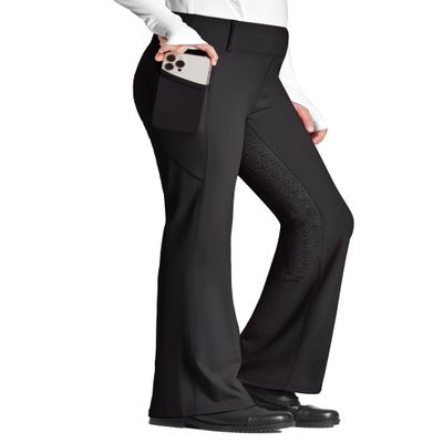 FitsT4 Sports Girl's Full Seat Horse Riding Pants Bootcut Riding Tights Kids Equestrian Breeches with Pockets Black L