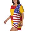 Amazwi American Spain Flag Short Sleeve Pajamas Sets For Women Casual Crew Neck Sleepwear Soft Loungewear Tracksuits Outfit, 4X-Large view 2