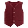 YONGHS Kids Boys Formal Suit Vest Regular Fit V-Neck Single Breasted Wedding Party Dress Waistcoat Burgundy 8 Years view 1
