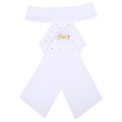 HERCHR Horse Riding Stock Tie, Women Dressage Equestrian Pre Tied Cotton Necktie Collar Women's Ready-Tied Competition Neck Tie Horse Riding Equipment, Easy On/Off, White