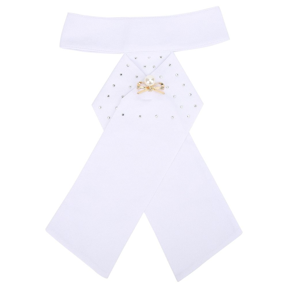 HERCHR Horse Riding Stock Tie, Women Dressage Equestrian Pre Tied Cotton Necktie Collar Women's Ready-Tied Competition Neck Tie Horse Riding Equipment, Easy On/Off, White