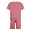 Womens 2 Piece Outfits 2024 Summer Pajamas Ribbed Knit Short Sleeve Shirt and Shorts Tracksuit Lounge Sets Casual Short Sleeve Pullover Tops and Drawstring Shorts Pants Lounge Sets view 3