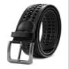 MILORDE Leather Braided Belts for Men, Handmade, Causal Woven Leather Jeans daily wear (Z Black, XL 42-46") view 1