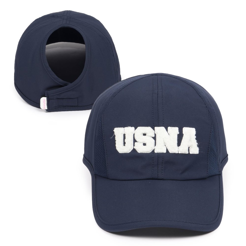 Ponyflo Women's Navy Ponytail Baseball Cap - Curly Hair Hat - Active Hat - Football