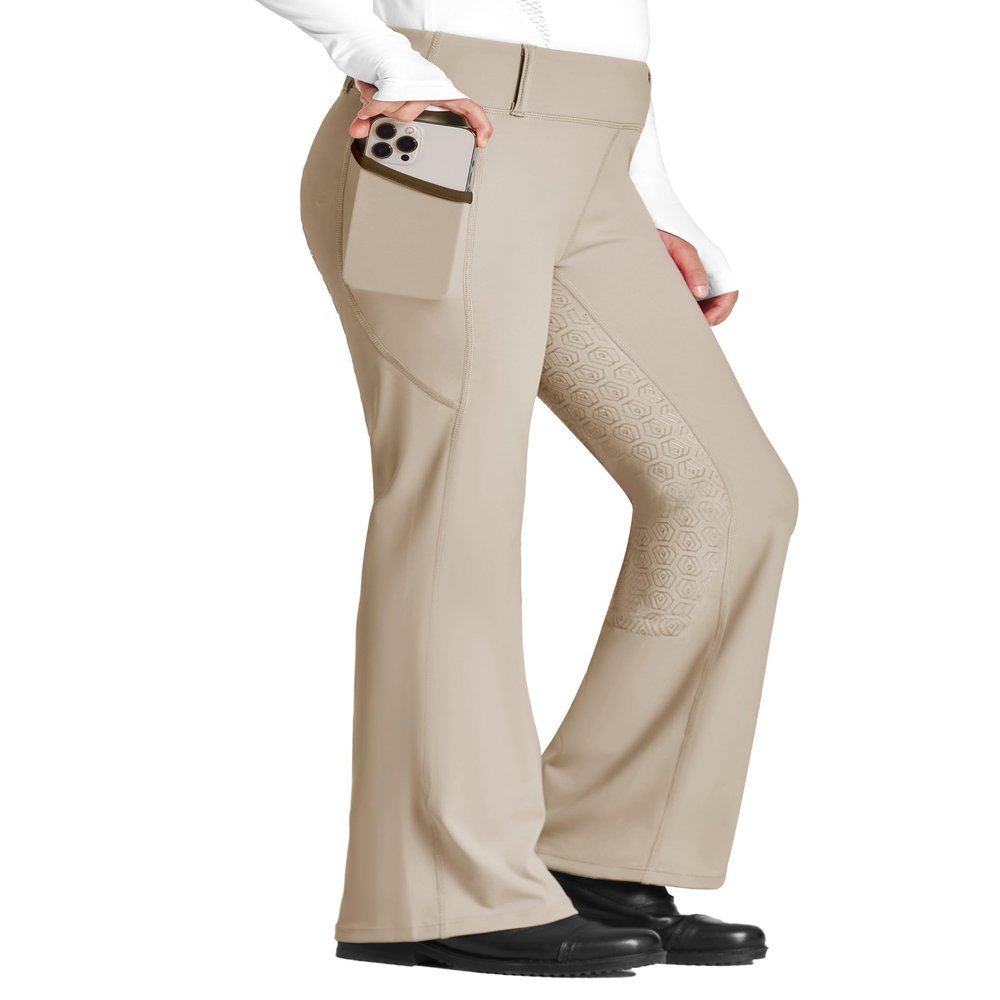 FitsT4 Sports Girl's Full Seat Horse Riding Pants Bootcut Riding Tights Kids Equestrian Breeches with Pockets Khaki XS