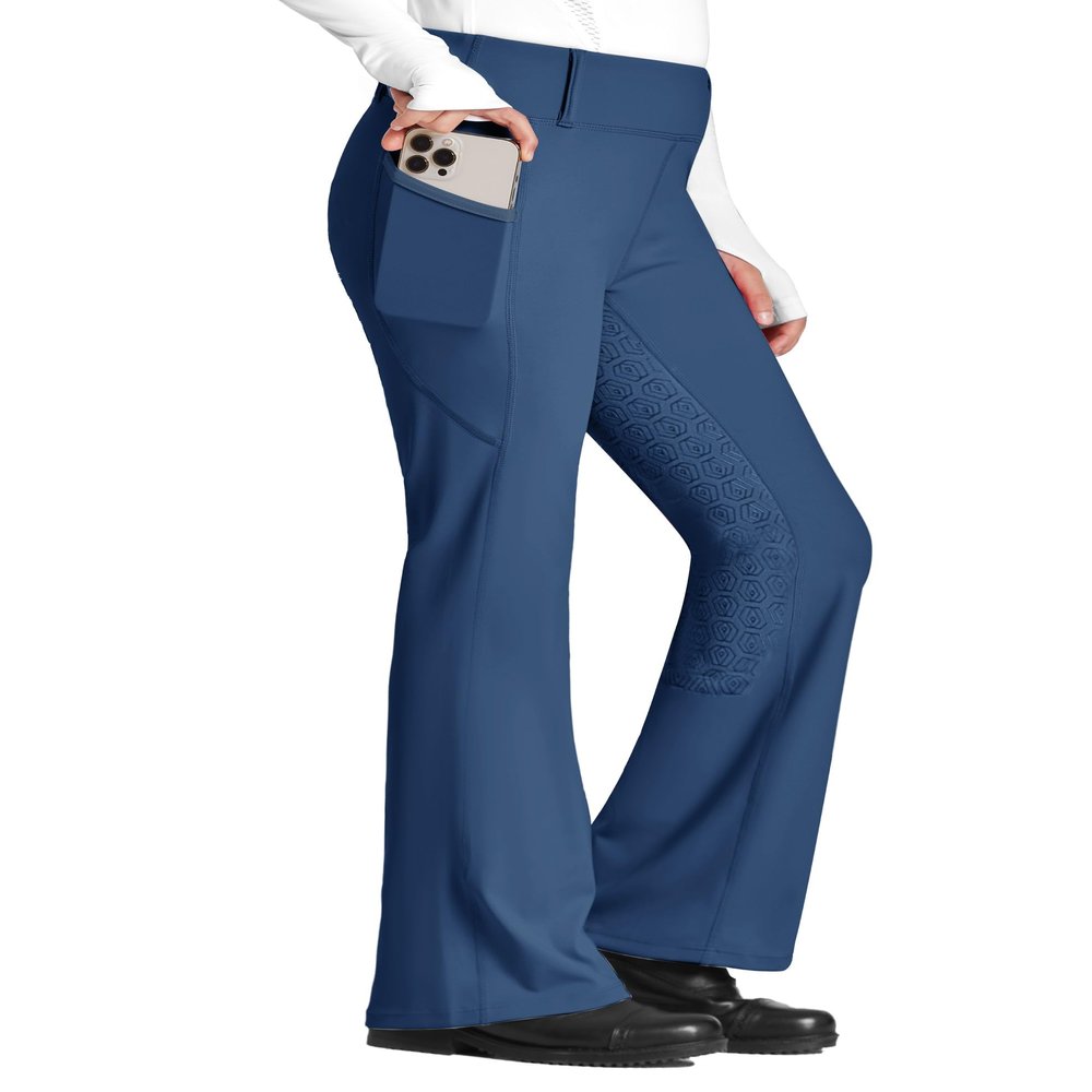 FitsT4 Sports Girl's Full Seat Horse Riding Pants Bootcut Riding Tights Kids Equestrian Breeches with Pockets Peacock Blue M