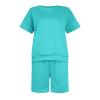 Women's 2 Piece Yoga Set Soft Short Sleeve Top Flare Leggings Comfortable Stretchy for Casual Active Wear Casual Short Sleeve Pullover Tops and Drawstring Shorts Pants Lounge Sets view 4