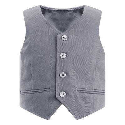 YONGHS Kids Boys Formal Suit Vest Regular Fit V-Neck Single Breasted Wedding Party Dress Waistcoat Gray 4 Years