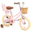 67i Girls Bike 12 14 16 20 Inch with Basket & Training Wheels, Bicicleta para Nias with Adjustable Seat, Steel Frame, Doll Seat, Coaster Brake (Pink, 12 inch) view 1