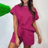 2 Piece Outfits for Women Lightweight Matching Lounge Sets Womens 2 Piece Outfits Casual Oversized Cropped Sweatshirt and High Waist Running Shorts Tracksuit Sets view 2