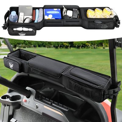 SKYJDM Foldable Golf Cart Inner Front Storage Basket, 1680D Oxford-Fabric Universal No-Drilling Golf Cart Dash Organizer Compatible with EZGO Club Car Drive Kandi Yamaha